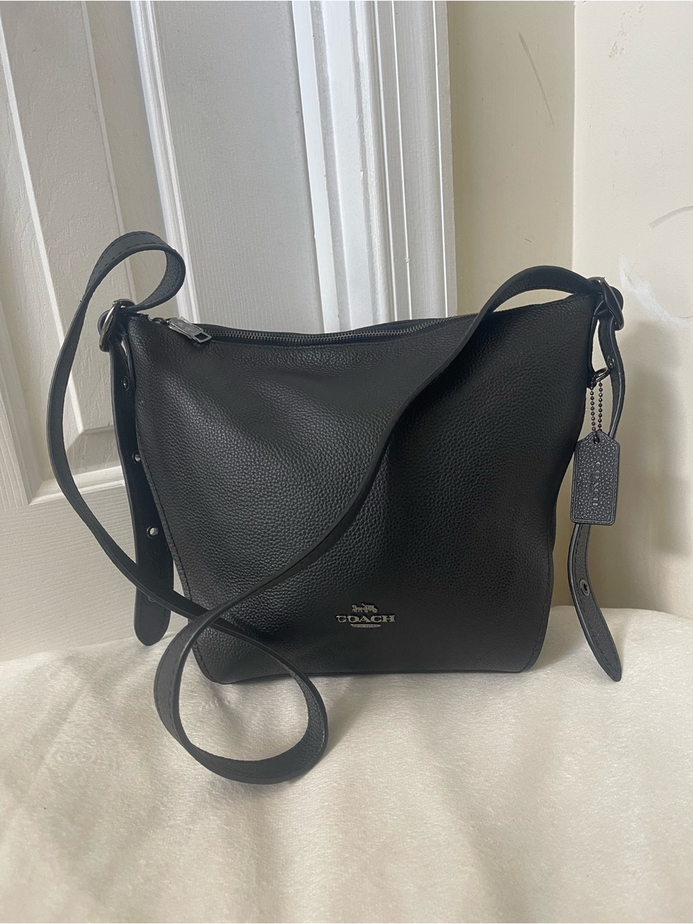 Coach Val Duffle Black Pebbled Leather Bag